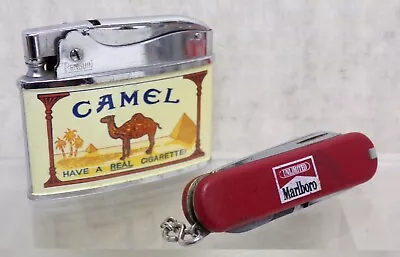 VTG Zenith Camel Cigarette Lighter & Marlboro Victorinox Army Knife 050823WT3 • $50.50