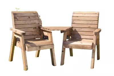 Love Seat 2 Seater Person Wooden Garden Bench Chair Patio Set Companion + Table • £209.99