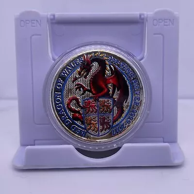 2017 2oz 999 Fine Silver UK Queen’s Beasts Red Dragon Of Wales Colourised • £31