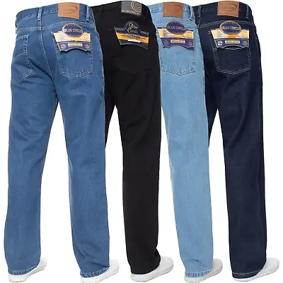 Mens Jeans Straight Leg Regular Fit Heavy Denim Trouser Pants All UK Waist Sizes • $19.66