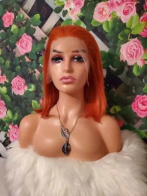 Ginger Orange Human Hair Wig Full Lace Bob Wig 10 Inches. • $119.90