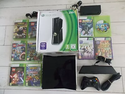 Xbox 360 Kinect 250GB Gloss Black Console Boxed-10 Top Kids Games Minecraft+More • £69.99