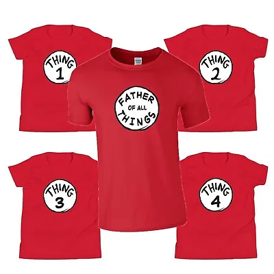 £9.99 • Buy Thing 1 2 3 4 Family T-Shirt Fathers Day Book Day Birthday Gif Men Kids Top