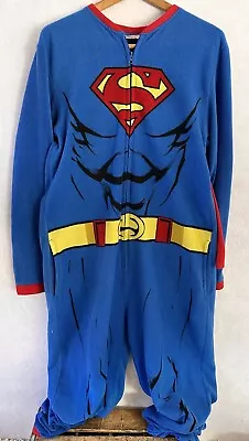 Superman Pajamas W/Cape Cosplay Costume Adult Men’s Large (36-38) SOFT Pockets • $22.95