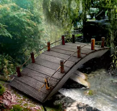 1x Wooden Bridge Dollhouse Miniature 1 / 12 Garden Landscaping River Decoration • $8.99