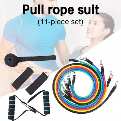 11pcs Elastic Resistance Bands Pull Rope Set Home Gym Equipment Workout Fitness • $16.14