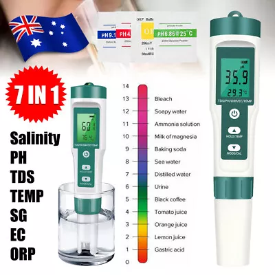 7 In 1 PH Meter TDS EC Salinity Temperature Digital Water Quality Monitor Tester • $32.85