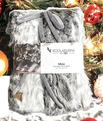 UGG Christmas Tree Skirt Koolaburra Faux Fur Luxury Dove Grey/White 54  Round • $42.95