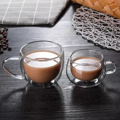 Mug Coffee Tea Cup Tea Drink Cups Double Wall Glass Cup Transparent Clear • $11.92