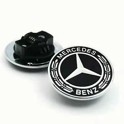 Front Hood Mercedes Benz Silver Black Emblem Flat Laurel Wreath Badge 57mm Amg • $11.99