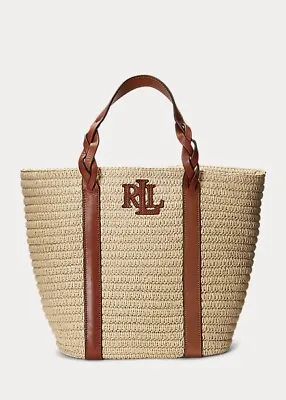 Polo Ralph Lauren Georgia Raffia Women's Large Faux Straw Tote Bag Bucket Bag • £149.90