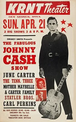 New Johnny Cash Music Tour Iowa Concert Poster Wall Art Print FREE Post • $22.56