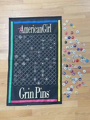 Vintage 1990's American Girl Grin Pin Banner & 73 Grin Pins • $18.99