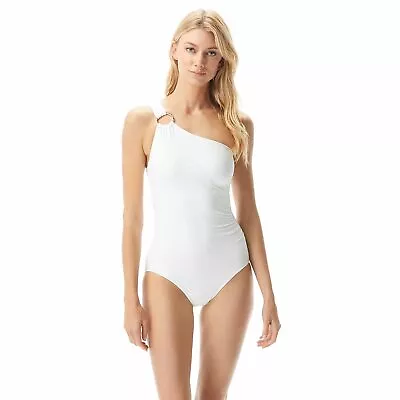 Michael Kors Women Iconic Solids One Shoulder One-Piece White Size 12 0917 • $53.10