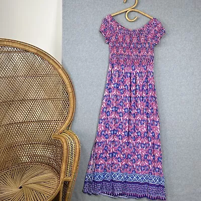 Sundrenched Australia Dress Free Size 10 12 14 16 Pink Blue Boho Print Long Maxi • $39