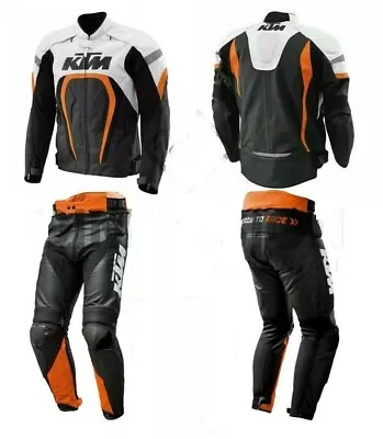 KTM Racing Motorcycle Leather Suit Men Biker Leather Suit Leather Biker Jacket P • $314.47