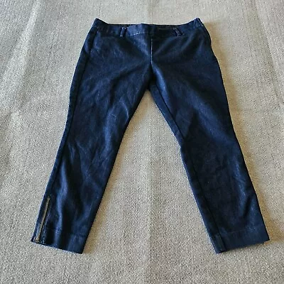 J Crew Jeans Women 12 Dark Blue Stretch City Fit Mid Rise Cropped Side Zipper • $15.99