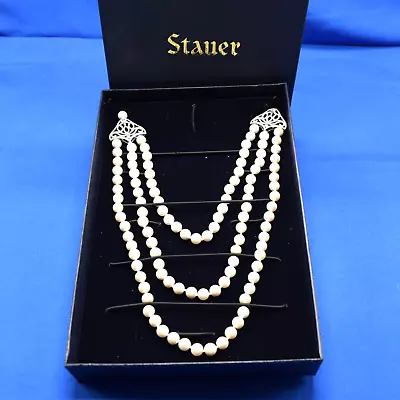 NOS Vintage Inspired Stauer 39805 Cultured Pearl Necklace In Original Box • $60