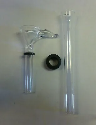 Clear 3  Glass Pull Bowl & 4.75  Glass Down Stem Waterpipe Replacement Parts Kit • $18.95