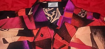GIANNI VERSACE Silk Shirt PITTO Hearts Size IT 52 From 1991 • $650