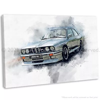 BMW M3 E30 Canvas Wall Art Print Classic Car Painting Framed Picture • £23.99