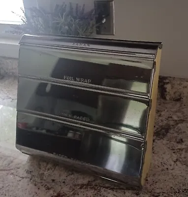 Mid-century Garnerware Metal Chrome/yellow Kitchen Wrap Dispenser • $45