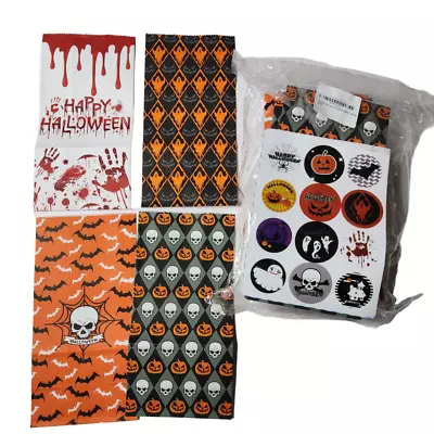 Halloween Trick Or Treat Bags Sealable Stickers 60 Pcs Paper Candy Party Favors • $2.74