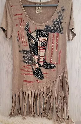 Vocal Size  M Womens Western Bling And Fringe Detail Top • $22