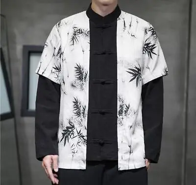 Men's Fashion Chinese Style Stand Collar Long Sleeve Hanfu Loose Printed Jackets • $54.39