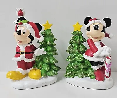 Disney Mickey Mouse & Minnie Mouse Resin Statue Pair Christmas Decorations • $89.95