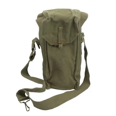 Vintage Used M51 II Belgian Army Gas Mask Bag Shoulder Cotton Canvas Leather • $16.99