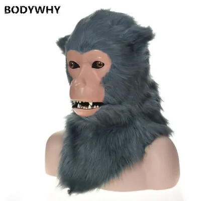 New Gray Monkey Mascot Costume Can Move Mouth Head Suit Halloween Outfit Cosplay • $172.41