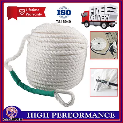 $29.99 • Buy 1/2 X100'ft Twisted Three Strand Nylon Boat Marine Anchor Mooring Rope Carbole