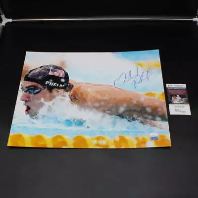 Michael Phelps Signed 16x20 Photo Olympic Swimming Autograph JSA COA ZJ9691 • $97.19