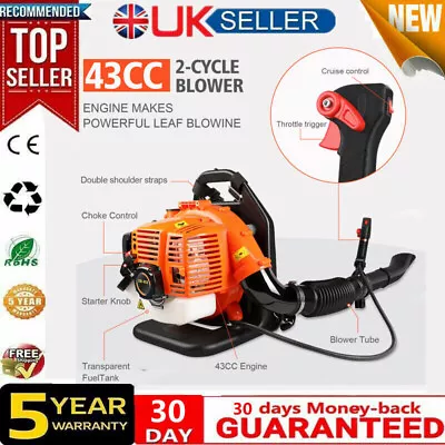 £105.99 • Buy 43cc Garden Yard Backpack Petrol Leaf Blower Powerful 2 Stroke Air Cooled Engine