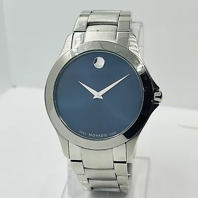 Movado Masino Men's Blue Dial Sapphire Crystal Silver Steel 40mm Watch 0607033 • $275