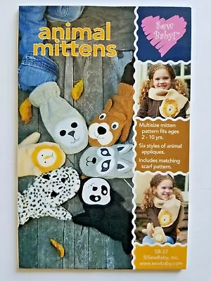 Wool Applique -  Kids Animal Mittens - Raccoon Seal Lion Bear Cat Panda • $7.95