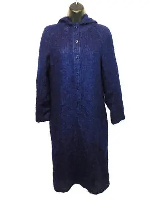 Vintage Oscar De La Renta I Magnin S Blue Mohair Shift Dress Hood Midi Winter Sm • $34.99