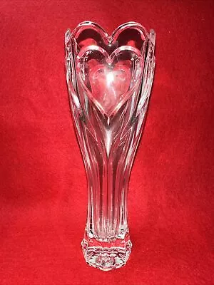 Crystal Vase Square Top Narrow Base Hearts All Around Anniversary  Wedding • $21.68