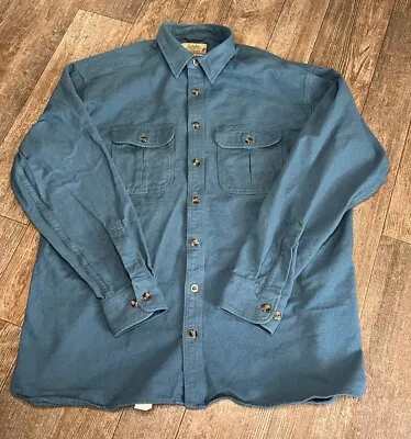 Cabelas Chamois Shirt Mens XLT XL Tall Teal Green Flannel Deerskin Soft • $24.89