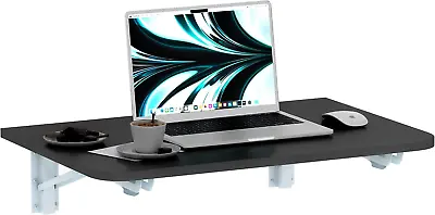 Wall Mounted Table Desk Tray Black Wood Compact Laptop Computer Floating Piece • $49.99