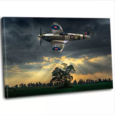 £16.99 • Buy RAF WW2 Military Spitfire Canvas Print Framed Digital Painting Art Picture (2)