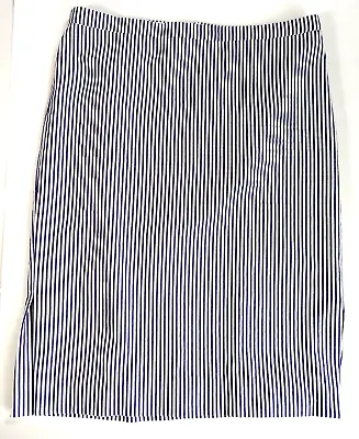 J Crew Seersucker Pencil Skirt Striped Blue Cotton Side Slits Womens Size 6  NWT • $29