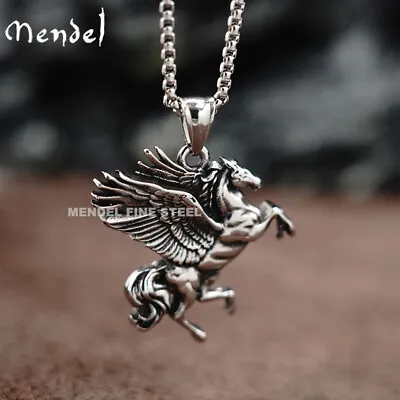 $11.99 • Buy MENDEL Cool Mens Boys Flying Horse Pegasus Pendant Necklace Stainless Steel Men