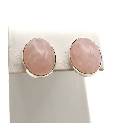 Ed Levin Sterling Silver Rose Pink Quartz Oval Stud Earrings • $141.55