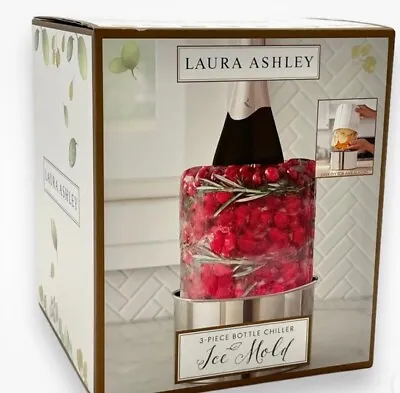 NIB Laura Ashley 3-Piece Bottle Chiller Ice Mold Wine Champagne Centerpiece E2 • £36.67