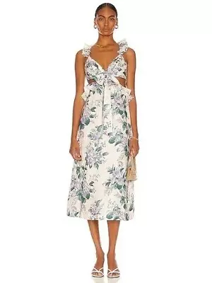 Zimmermann Size 2 Cassia Ruffle Midi Dress • $299