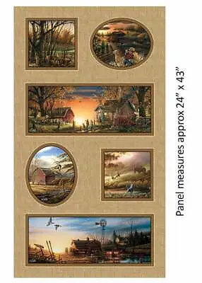 Homestead Retreat Farm Tractor Barn House Cotton Fabric Benartex 24 X44  Panel • $8.53