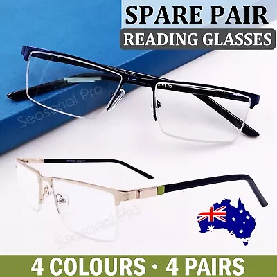 4 Pairs Standard Half Frame Metal Adult Reading Glasses +1.0~+3.5 Men Women AU • $4.95