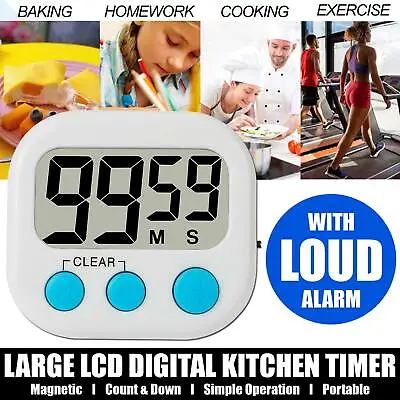 £3.10 • Buy Digital Large Clock Magnetic Kitchen Cooking Timer Count Down Up Loud LCD Alarm